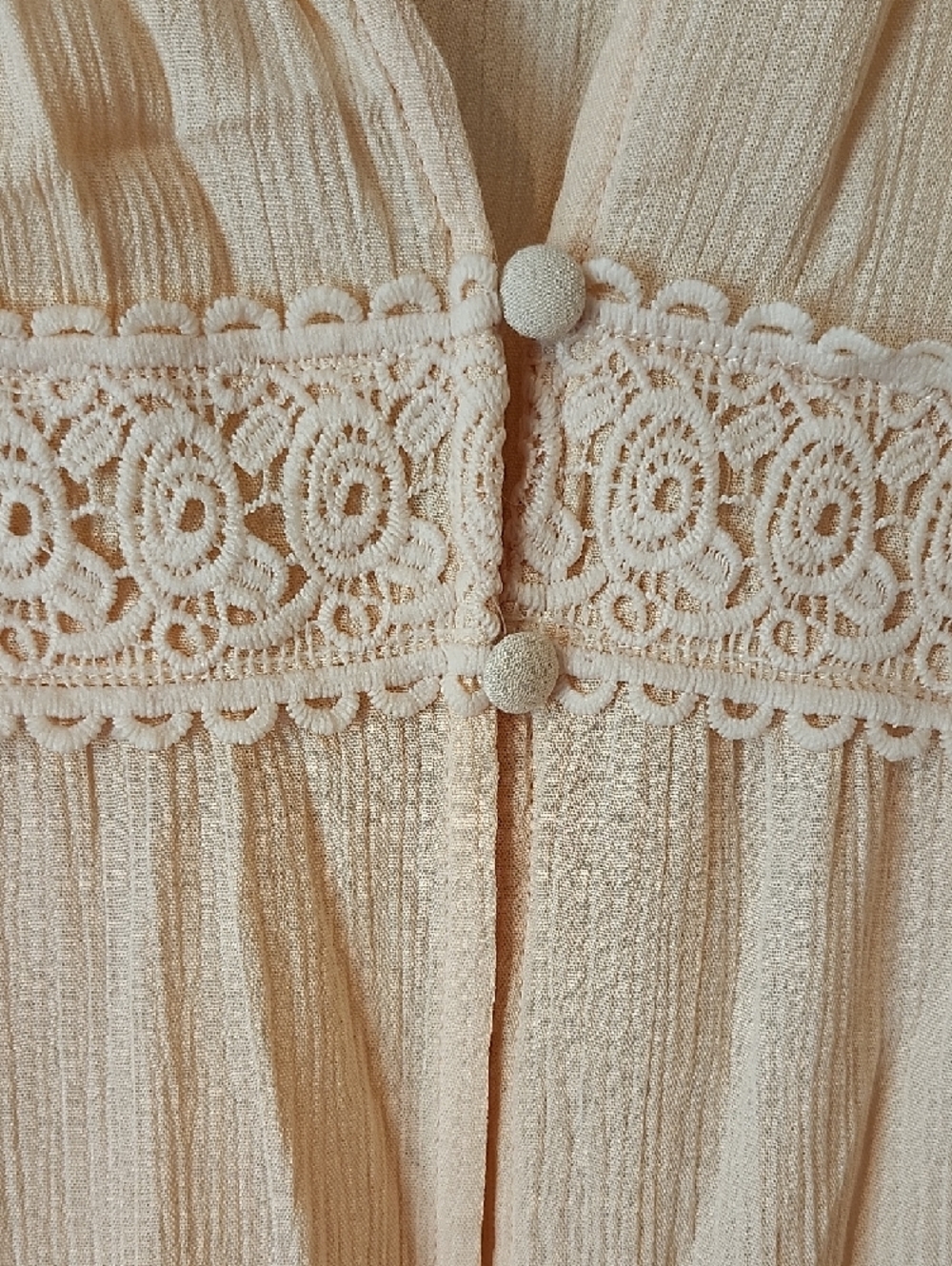 Cato Sleeveless Peach Lace-Trim Tiered Duster/Cover-Up - Picture 4 of 10